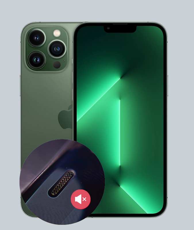 iPhone mit einer defekten Hörmuschel, das eine Reparatur benötigt