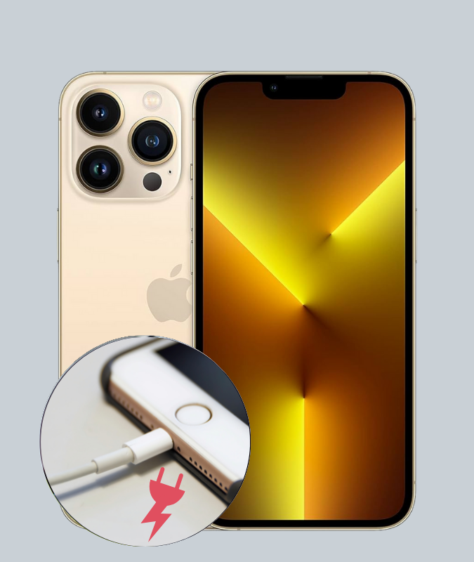 iPhone mit defekter Ladebuchse, die eine Reparatur benötigt