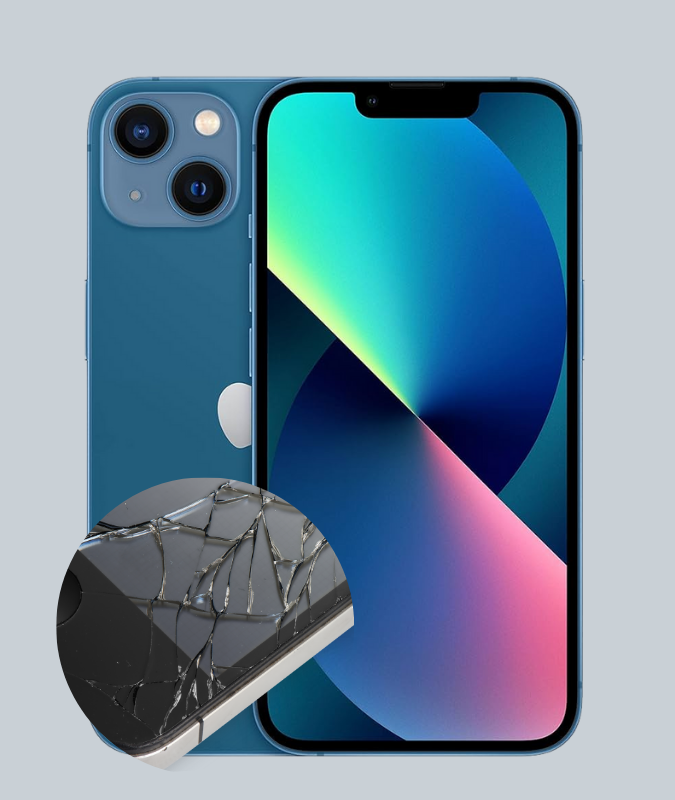 iPhone mit gesprungenem Display, das den Bedarf an einem Display-Austausch zeigt