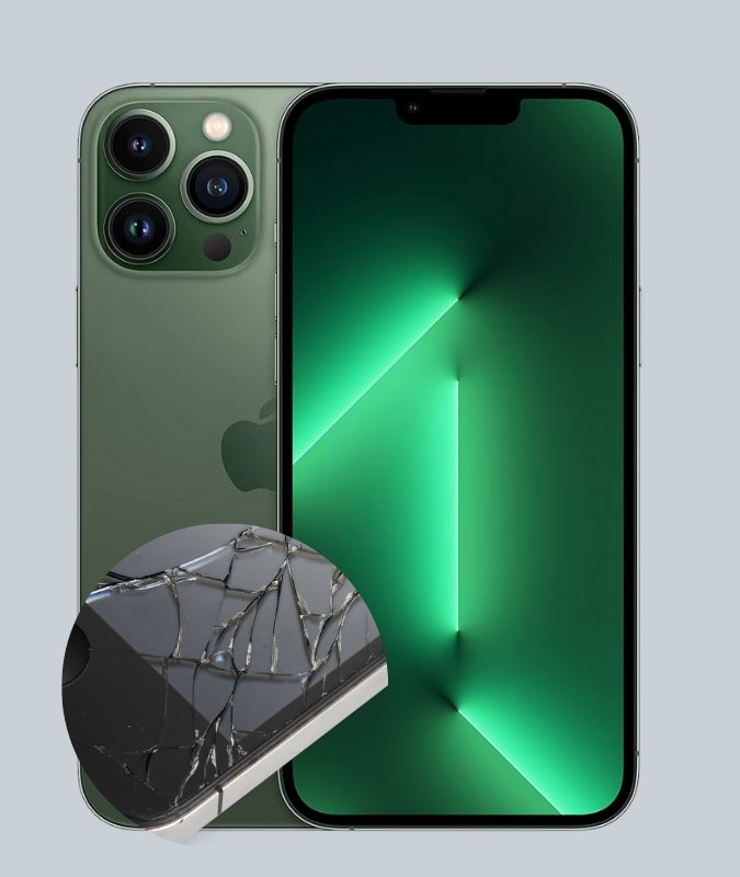 iPhone mit gesprungenem Display, das den Bedarf an einem Display-Austausch zeigt