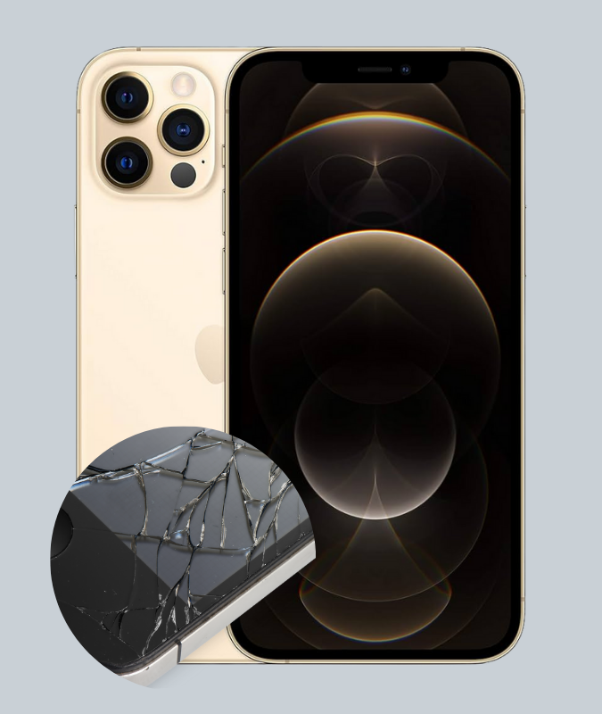 iPhone mit gesprungenem Display, das den Bedarf an einem Display-Austausch zeigt