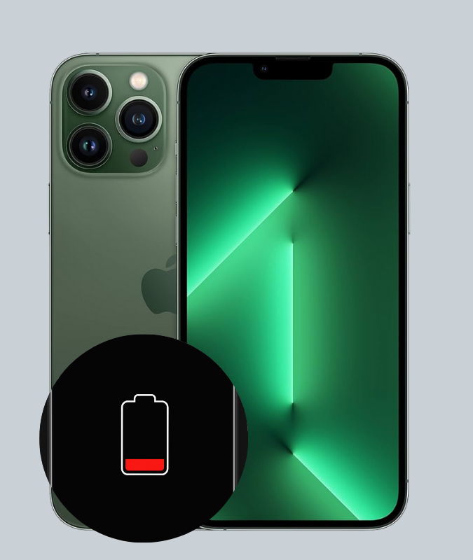 iPhone mit niedrigem Akkustand, das den Bedarf an einem Akku-Austausch zeigt.