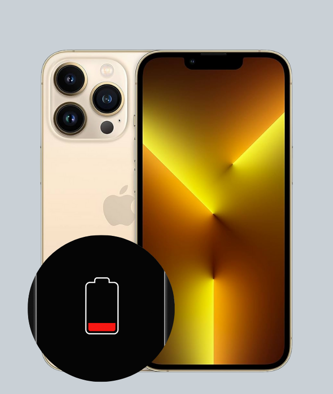iPhone mit niedrigem Akkustand, das den Bedarf an einem Akku-Austausch zeigt.