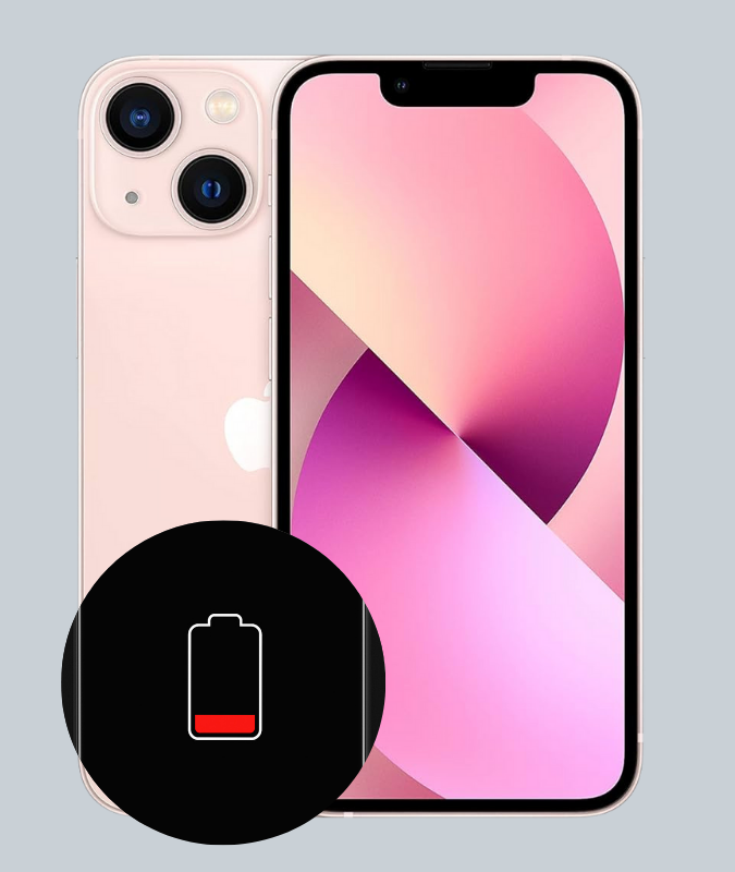 iPhone mit niedrigem Akkustand, das den Bedarf an einem Akku-Austausch zeigt.